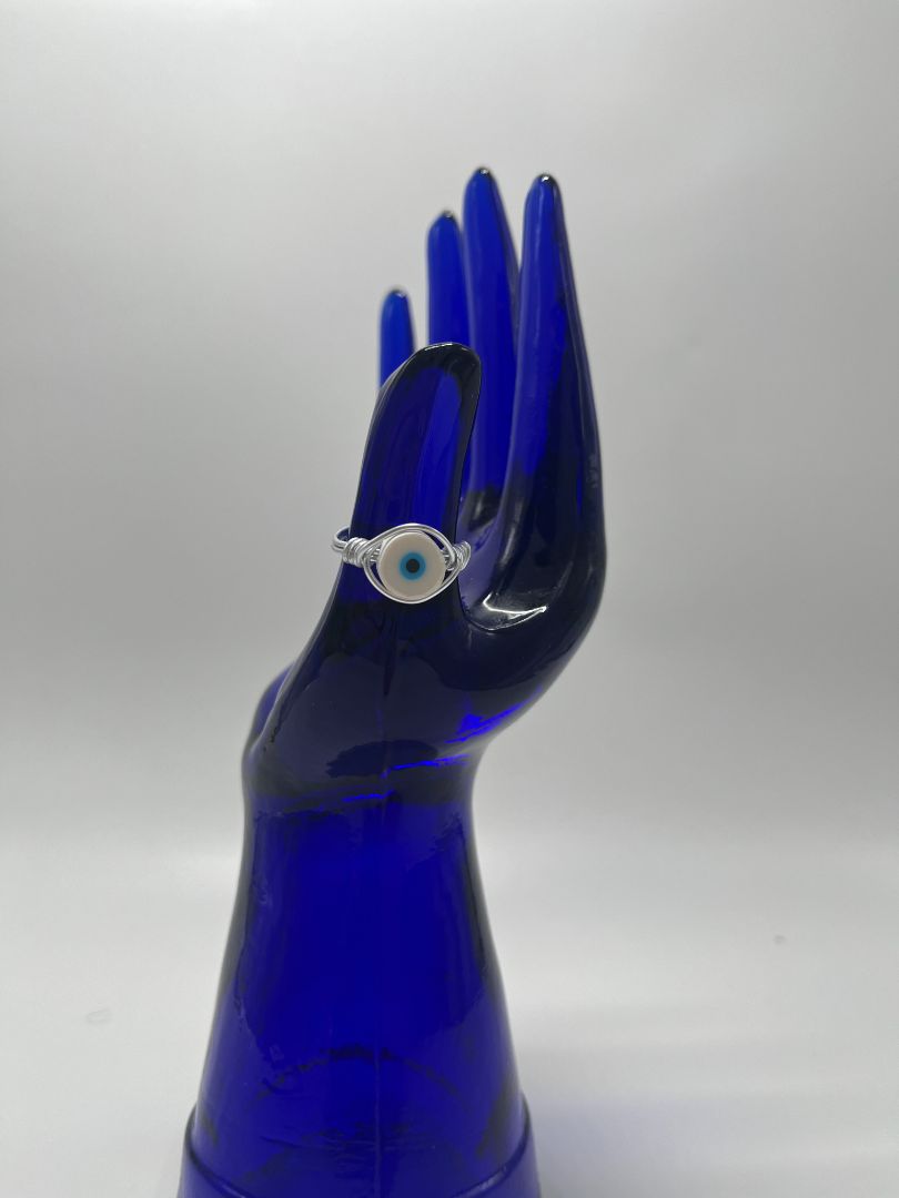 Evil Eye Protection Silver Wire Ring Size 7 | 17mm Wire | Handmade