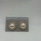 WW Vintage Gold Tone Faux Pearl Cabochon Clip On Earrings