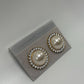 WW Vintage Gold Tone Faux Pearl Cabochon Clip On Earrings