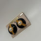 Carucci Vintage 80s/90s Black/Gold Enamel Faux Pearl Clip-On Earrings