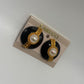 Carucci Vintage 80s/90s Black/Gold Enamel Faux Pearl Clip-On Earrings