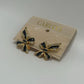 Carucci Vintage 1980s Black Rhinestone Enamel Bow Clip-On Earrings