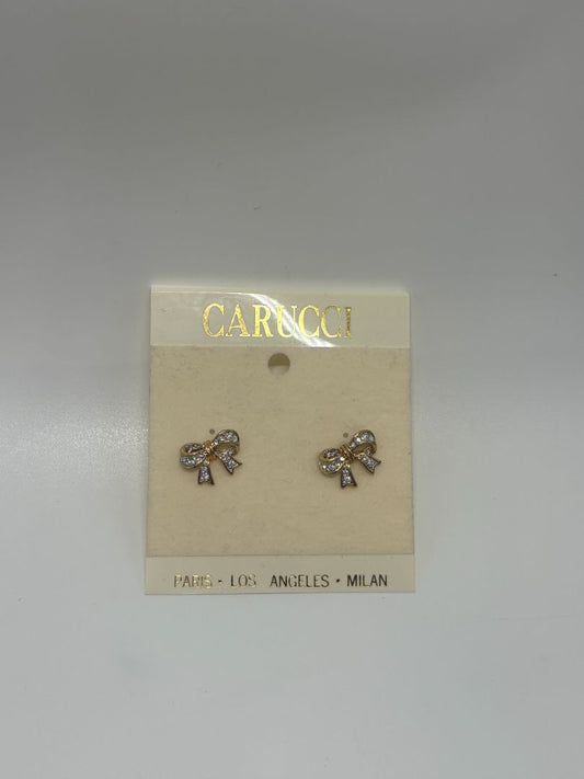 Carucci Vintage 1980s Dainty Rhinestone Bow Pierced Earrings