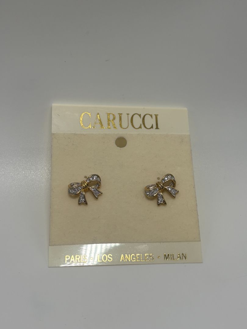 Carucci Vintage 1980s Dainty Rhinestone Bow Pierced Earrings