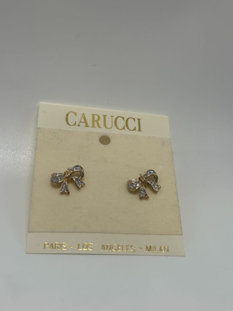 Carucci Vintage 1980s Dainty Rhinestone Bow Pierced Earrings