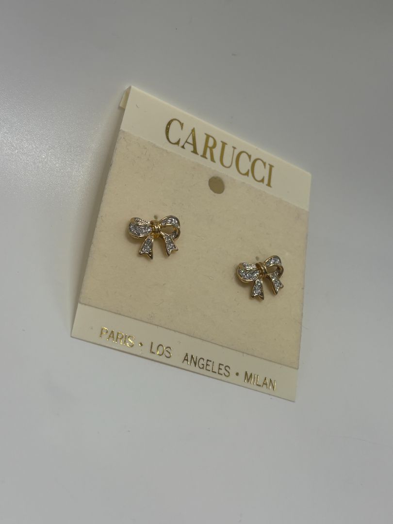 Carucci Vintage 1980s Dainty Rhinestone Bow Pierced Earrings