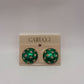 Carucci Vintage 1980s Green Enamel Star Dome Clip On Earrings