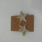 JS Signed Vintage 1980s Gold Tone Pavé Rhinestone Star Statement Clip On Earrings