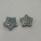 Vintage 80s/90s Pastel Blue Enamel Rhinestone Star Statement Clip On Earrings