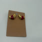 Napier Signed Vintage 1980s Red Enamel Crescent Earrings