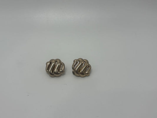 Monet Silver Vintage 1980s Openwork Swirl Clip On Earrings