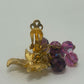 Trifari Signed Vintage 1950s Gold/Purple Grape Cluster Clip On Earrings