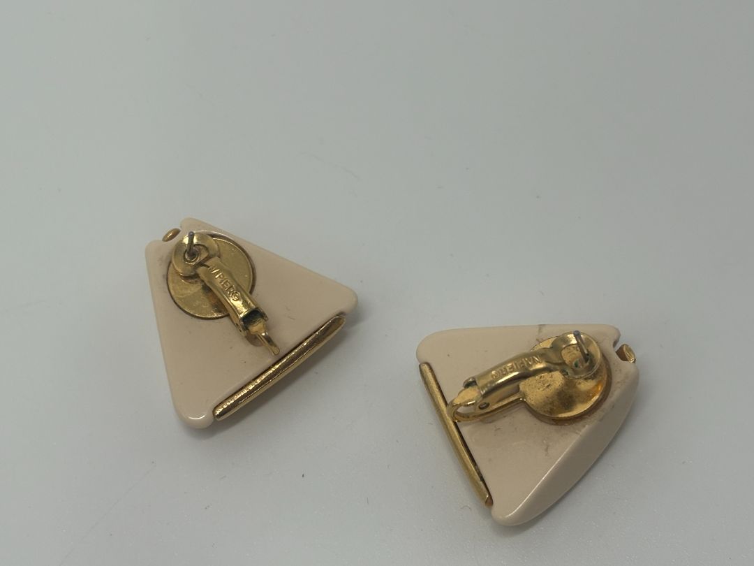 Napier Signed Vintage 1980s Geometric Triangle Modernist Pierced Earrings