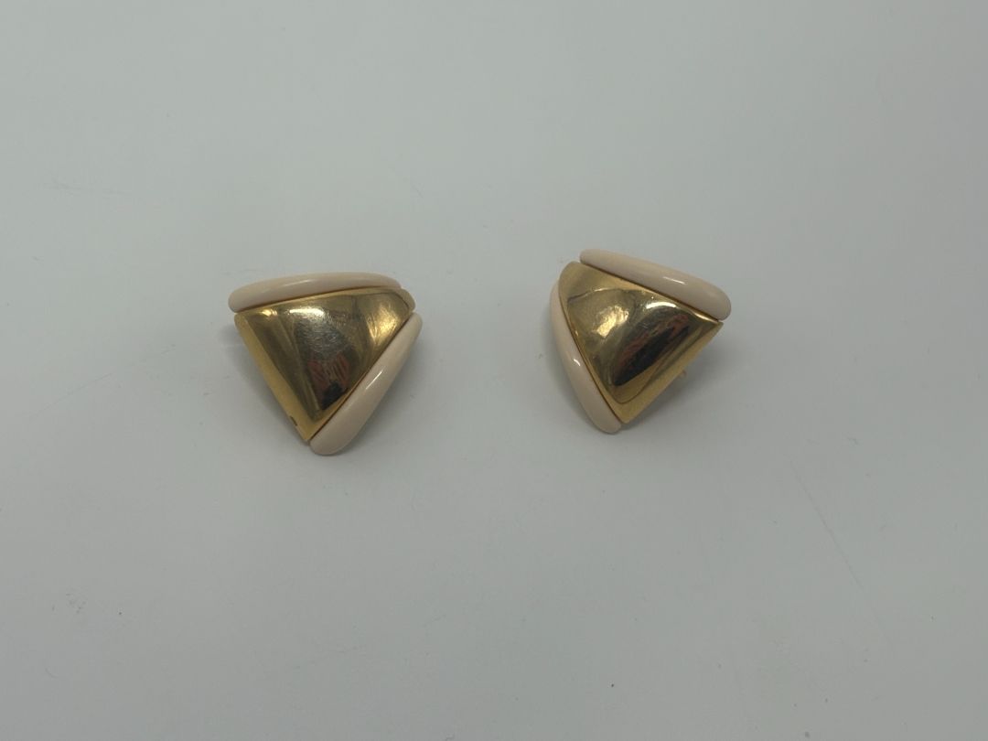 Napier Signed Vintage 1980s Geometric Triangle Modernist Pierced Earrings