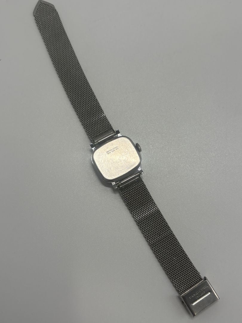 Timex Vintage 1970s Silver-Tone Cushion Case Watch