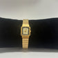 Bill Bass Vintage 1980s Gold-Tone Quartz Square Diamond Accent Watch
