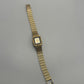 Bill Bass Vintage 1980s Gold-Tone Quartz Square Diamond Accent Watch