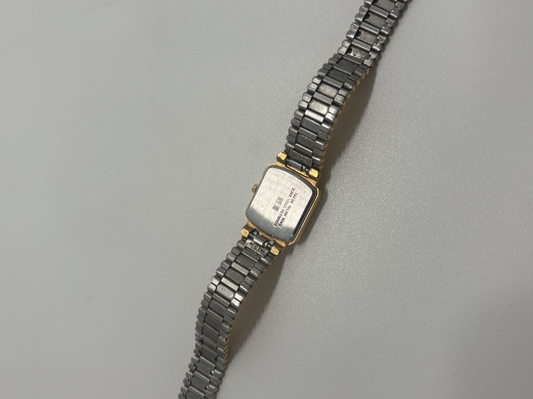 Bill Bass Vintage 1980s Gold-Tone Quartz Square Diamond Accent Watch