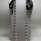 Vintage White Faux Pearl Station Chain Satin Ribbon Tie Necklace