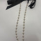 Vintage White Faux Pearl Station Chain Satin Ribbon Tie Necklace