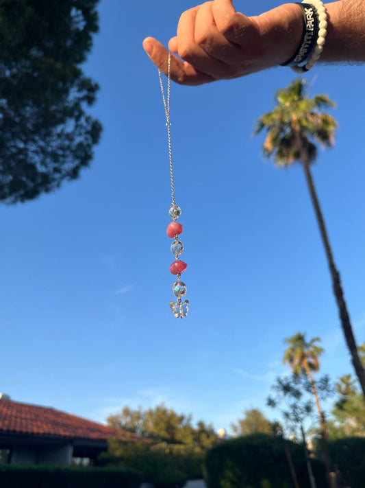 Pink & Clear Butterfly Car Charm & Accessory Hanging Bead Decor