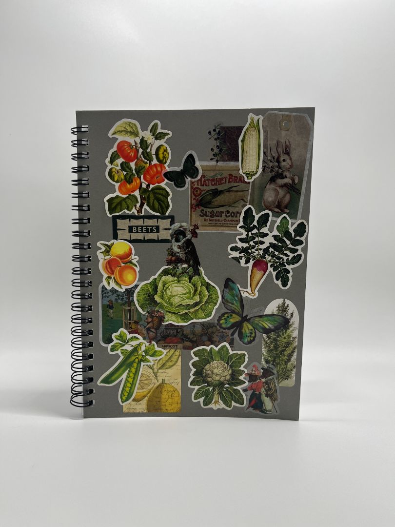 Garden Themed Collage Art Lined Journal | Handmade Gift