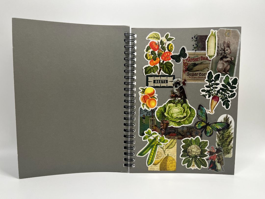 Garden Themed Collage Art Lined Journal | Handmade Gift