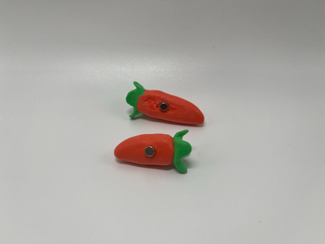 Carrot 2pcs Clay Magnets | Handmade