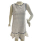 J. Taylor Ivory and Blue Striped Lace Sleeveless Dress