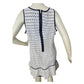 J. Taylor Ivory and Blue Striped Lace Sleeveless Dress