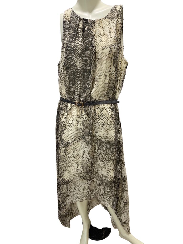 J. Taylor Snake Print Sleeveless Dress with Belt