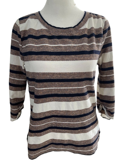 J Crew Black Multicolor Striped Crew Neck Pullover Knit Top