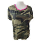 J Crew Camouflage Tee with Pink Neckline