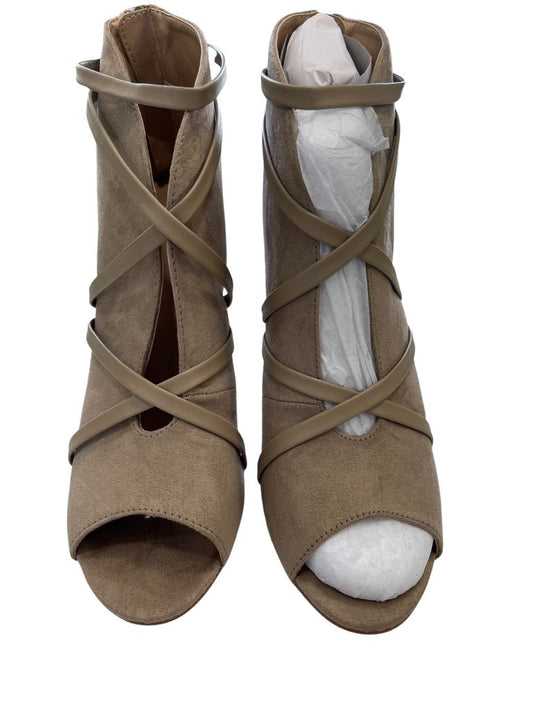 Journee Taupe Stiletto 'Samara' Heels with Back Zipper