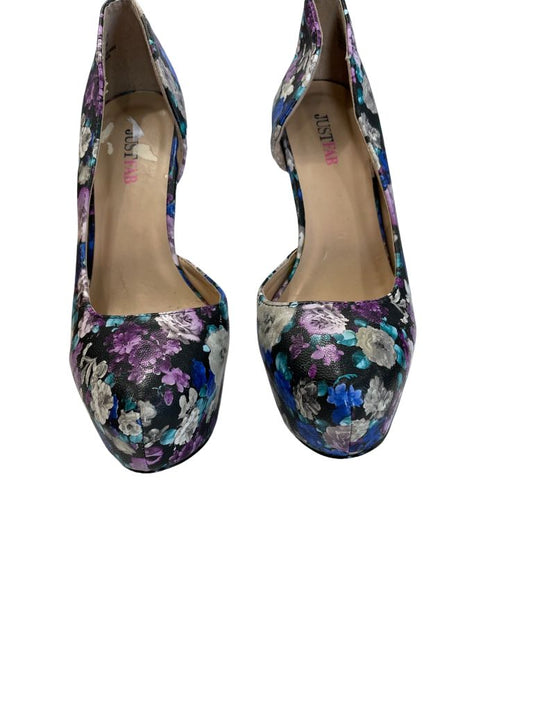 Just Fab 'Jazzy' Black Floral Platform Heels