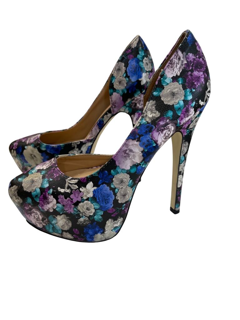 Just Fab 'Jazzy' Black Floral Platform Heels