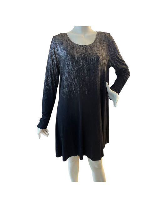 Karen Kane Black Metallic Long-Sleeved Jersey Dress