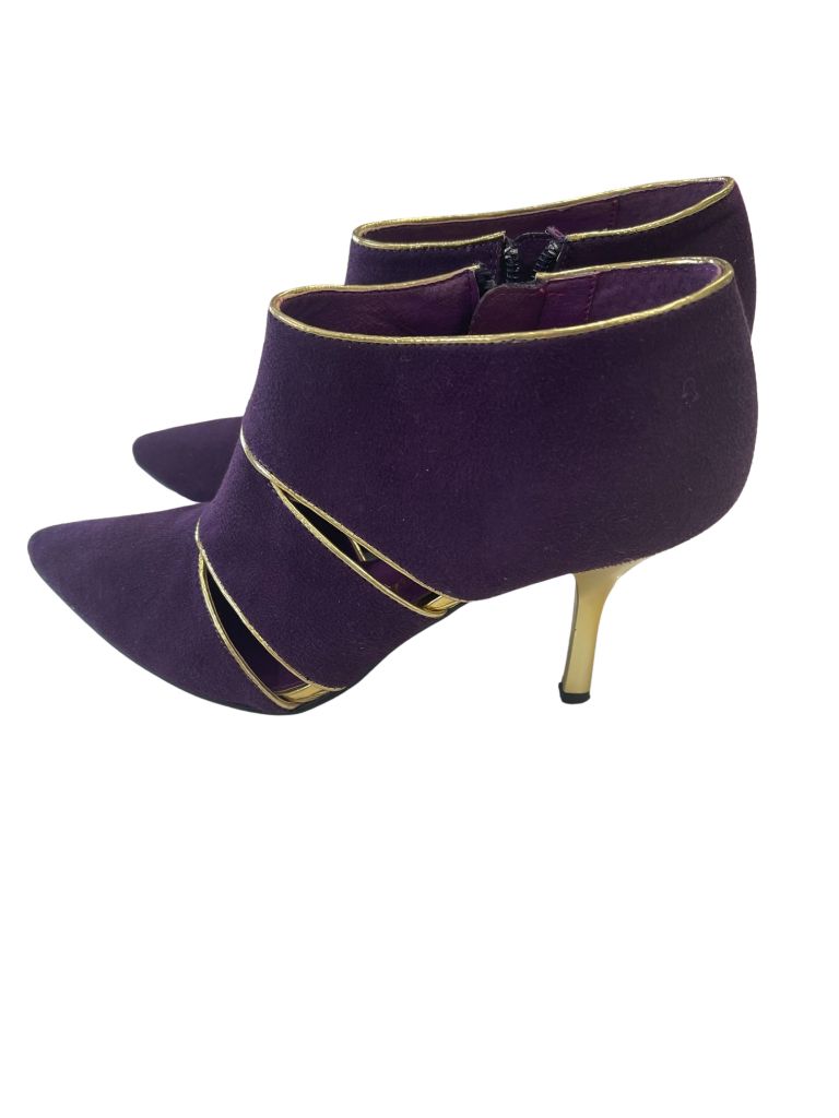 Kathy Van Zeeland Vintage Purple Stiletto Heels with Gold Trim