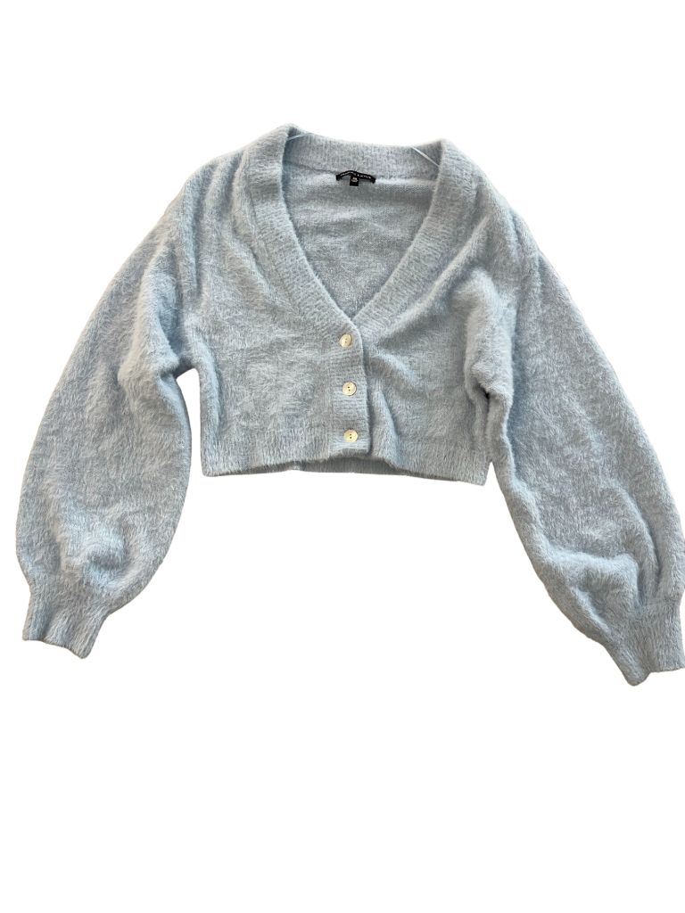 Kendall & Kylie Blue Crop Button Up Sweater