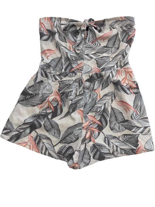 Kendall & Kylie Grey Tropical Strapless Romper