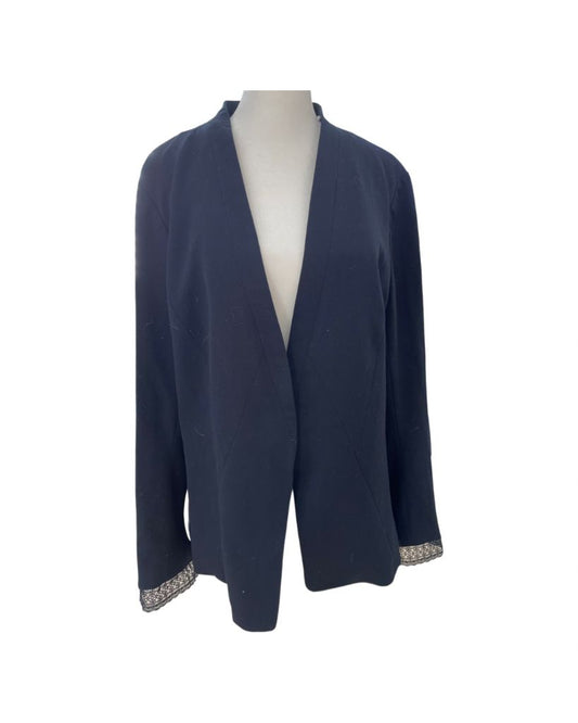Laundry by Shelli Segal Black Open Front Drape Blazer