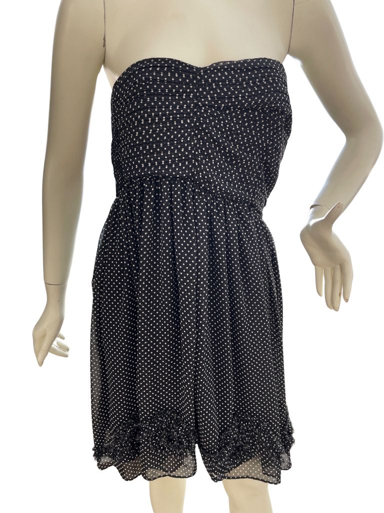 Lauren Conrad Black/White Polka Dot Strapless Mini Dress