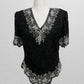 Laurence Kazar  Vintage Black Sequin Short Sleeve Blouse