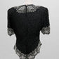 Laurence Kazar  Vintage Black Sequin Short Sleeve Blouse