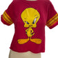Looney Tunes Red Raw Hem Tweety Bird Tee
