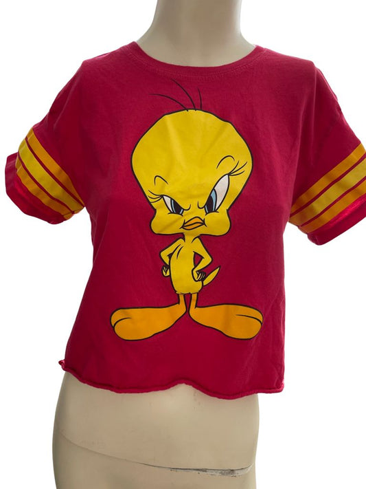 Looney Tunes Red Raw Hem Tweety Bird Tee