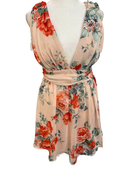 Lulus Pink Floral Sleeveless Mini Dress