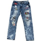 Machine nouvelle mode Acid Wash Patched/Distressed Jeans