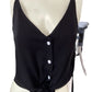 MakeMeChic Black Tie Front Crop Tank