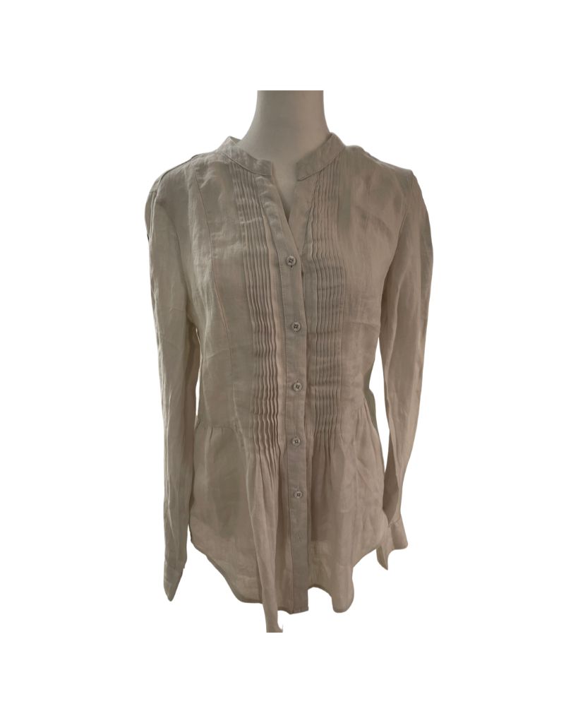 Malvin Beige Button Up Linen Blouse